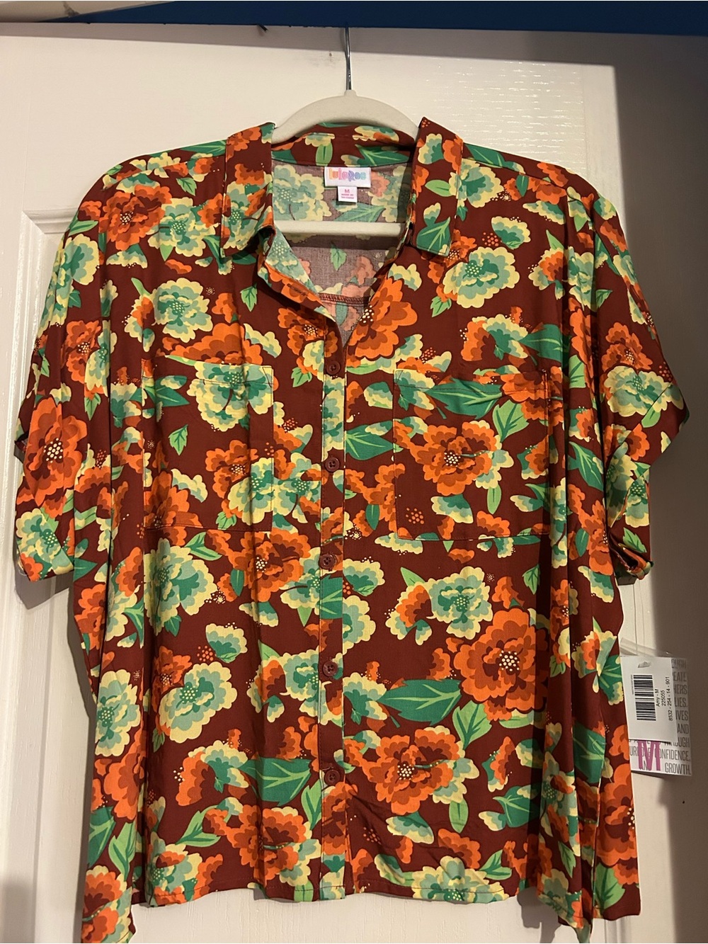 LuLaRoe Amy Button-Down Blouse Rayon 🍂 Fall Floral Medium New
